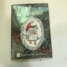 Vintage Designs for the Needle Cross Stitch Kit Santa & Bells Lace Ornament 1997 - $5.60