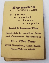 Swank Audio Visual Business Card 1950s Rubber Knight on Horse Shield St.... - $23.70