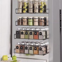 Black Magnetic Spice Rack Organizer 4 Pack for Refrigerator and Microwave Oven - £17.35 GBP