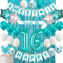 Sweet 16 Party Decorations Teal 16Th Birthday Decorations for Girls Sweet 16 Bir - £25.94 GBP