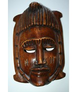 XXL Vintage Hand Carved Wooden Mask Wall Hanging Home Decor Folk Art Tri... - €48,07 EUR