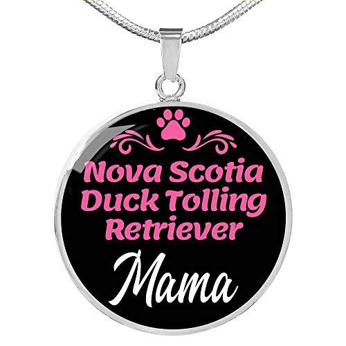 Nova Scotia Duck Tolling Retriever Mama Necklace Circle Pendant Stainless Steel
