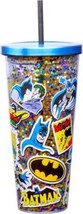 Batman Thru the Years Images &amp; Logo 32 oz Glitter Travel Cup w/ Straw NE... - £15.45 GBP