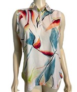 Walter Hagen White, Green, Blue, Red Print Sleeveless Collared Golf Shir... - $451.22 MXN
