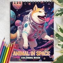 Animal In Space Spiral-Bound Coloring Book for Adult, Easy and Stress Relief - £14.41 GBP