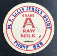 VTG M. F. Ellis Jersey Dairy Grade A Raw Milk Bottle Cap 1 5/8&quot; Maverick - £7.60 GBP