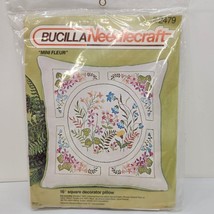 Bucilla Stitchery Crewel Complete  Pillow Kit # 2479 16&quot; Square Mini Fle... - £12.87 GBP