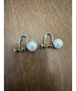 Marvella Earrings Brass Screw Clip On Pearls Vintage Retro - $22.57