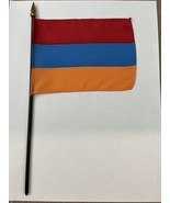 New Armenia Mini Desk Flag - Black Wood Stick Gold Top 4” X 6” - $6.78 CAD