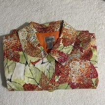 CHICO&#39;S Colorful Bright Orange Lady Bug Jacket Size 2 Wearable Art EUC - $18.08