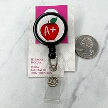 A+ Teacher Apple Clip On School Work Retractable Badge ID Holder - £5.44 GBP