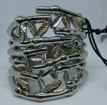 Attitudes Silvertone Metal Chunky Bamboo Look Bracelet NWT - £15.87 GBP