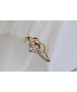 14K Two-tone Gold Yellow/Rose Dolphin Heart Ring with Cubic Zirconia Siz... - $140.18 CAD