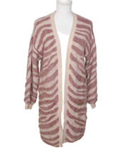 Jennifer Lopez Long Sweater Cardigan Mauve Blush Pink Animal Print Open ... - £22.68 GBP