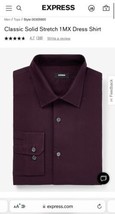 NWT Express 1MX Fitted Stretch Button Down Men&#39;s Purple Oxford Shirt Large L - £19.63 GBP
