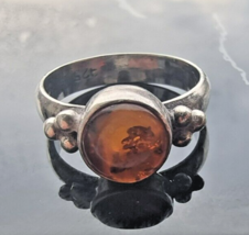 SOUTHWESTERN DESIGN 925 STERLING SILVER BALTIC AMBER RING SIZE 5.5 - $631.68 MXN