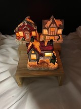 Lot of 3 Battery Operated Lighted Christmas Village Miniature Houses Unb... - £11.41 GBP