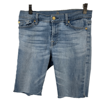 7 For All Mankind Women Blue Light-Wash Mid-Rise Denim Shorts Size 28 - £34.93 GBP