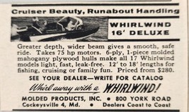 1958 Print Ad Whirlwind 16&#39; Deluxe Boats Cockeysville,Maryland - $6.28