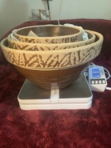 Set of 3 Vintage Brown and Cream Clay City Pottery  Nesting Dough Mixing Bowls - £97.38 GBP