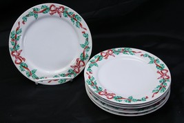 International Tableworks Christmas Ribbons Salad Plates 7.625&quot; Lot of 6 - £20.02 GBP
