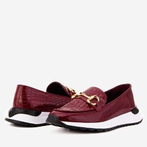 The Milan Burgundy Croc-Embossed Patent Leather Women Sneaker image 7