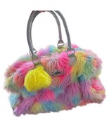 Justice Girls Faux Fur Rainbow Rolling Duffel Bag Glitter Handles Light ... - $47.18 CAD