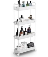 Solejazz Slim Storage Cart, 4 Tier Bathroom Organizer Mobile Shelving, W... - £34.01 GBP