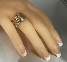 14K Yellow Gold 7 Days Semanario Ring Wide Multi Bands w/ Clear Stones S... - $10,933.27 MXN