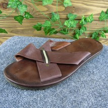 Steve Madden Coaster Men Slide Sandals Brown Leather Slip On Size 11 Medium - £19.88 GBP