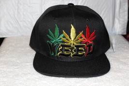 Weed Marijuana Leaf Leaves Pot Cannabis Flat Bill Snapback Baseball Cap Hat - £10.62 GBP