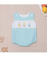 NEW Boutique Embroidered Easter Bunny Baby Boys Romper Jumpsuit - $323.42 MXN
