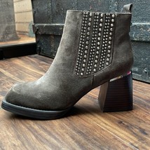 New Vince Camuto Brown Suede Square Toed Bootie VE-ASTENNA Coffee Croata Sz 11M - £67.26 GBP