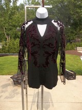 NWOT INC GORGEOUS BLACK &amp; BURGENDY SCROLL EMB SWEATER 1X - £31.96 GBP