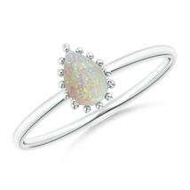 ANGARA Natural Opal Beaded Halo Ring in Sterling Silver (Size-6x4mm) - $239.00+