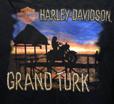 Harley Davidson T Shirt Beach Biker Babe Tiki Hut GRAND TURK Mens LARGE ... - £14.52 GBP