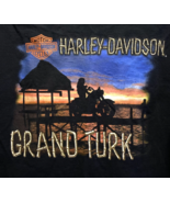 Harley Davidson T Shirt Beach Biker Babe Tiki Hut GRAND TURK Mens LARGE ... - £14.31 GBP