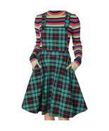 Revival Green Black Gingham Plaid Overall Pinafore Midi Dress size 12 NE... - $29.34