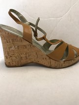 Unisa Women&#39;s Shoes Tenille Saddle Brown Leather Cork Wedge Sandal Shoe ... - $30.94
