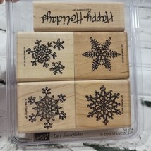 Vintage Stampin&#39; Up! Lace Snowflakes Rubber Stamps Lot Of 6 Happy Holidays 1998 - £11.63 GBP