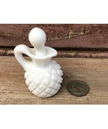 VTG DIAMOND POINT MILK GLASS MINIATURE PERFUME BOTTLE &amp; STOPPER CRUET STYLE - $29.65