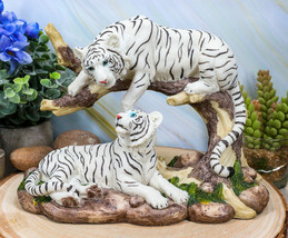 Jungle Frolic Siberian Bengal White Tiger Couple By Forest Curved Tree F... - £23.91 GBP