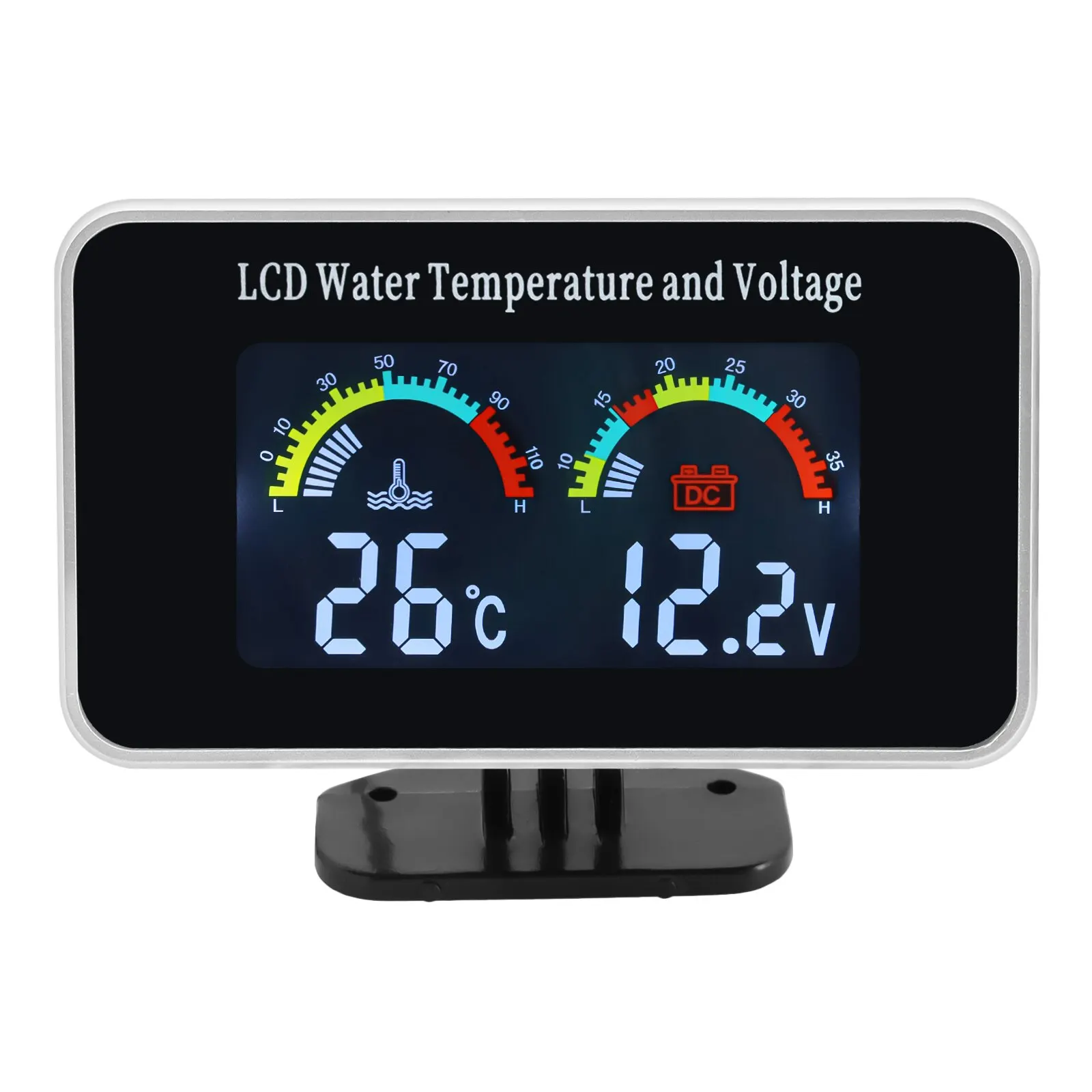 Waterproof LCD Digital Car Truck Voltmeter Water Temp Gauge Temperature Sensor - £19.42 GBP