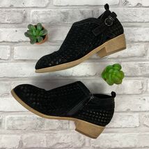 TC Boots Booties Black Size 6 Cut Outs Faux Suede Short Heel - $28.01