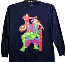 Marvel Avengers Big Boy Youth Long Sleeve Navy Graphic T-Shirt (Size: 14) - £10.11 GBP