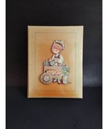 Vintage 3D Girl with Flower Cart Wall Plaque Decor Signed Wendy - £10.80 GBP
