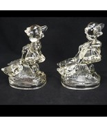 Up to Her Neck in Geese Glass Bookends Circa 1950 - £85.41 GBP