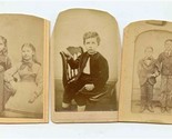 3 Trimmed CDV Photos Children Pair of Girls Pair of Boys and Single Boy ... - $17.82