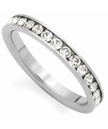 Clear CZ Eternity Love Silver-tone Stainless Steel Unisex Wedding Ring B... - $20.50 CAD