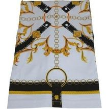 Men LAVERITA European Fashion Crew Shirt Rhine Stones Chain Floral 12085 White image 2
